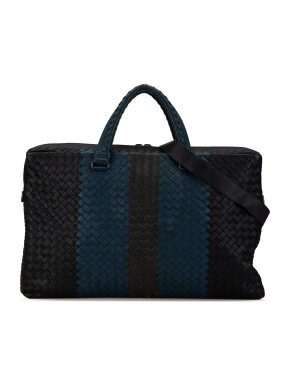 Bottega Veneta Black Intrecciato Nappa Club Fume Briefcase