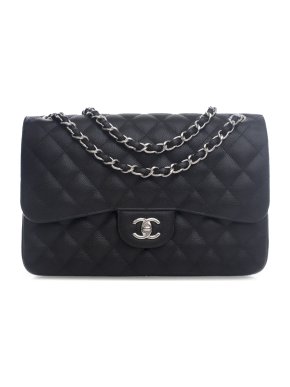 Chanel Black Caviar Leather Jumbo Double Flap Bag