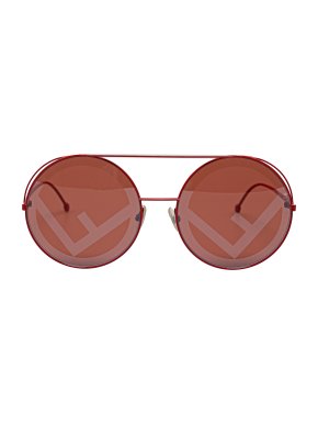 Fendi Red Run Away Round Tinted Sunglasses