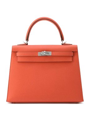 Hermes Kelly Sellier 25 in Orange Field Epsom Leather with Palladium Hardware