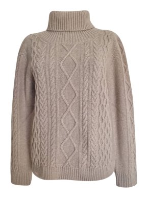 Max Mara Beige Turleneck Wool Jumper