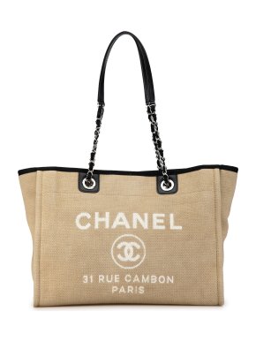 Chanel Beige Small Canvas Deauville Tote
