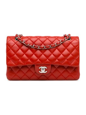 Chanel Red Lambskin Medium Double Flap Bag