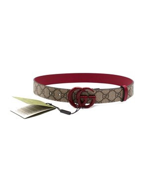 Gucci Monogram Red GG Buckle Belt, Size 75