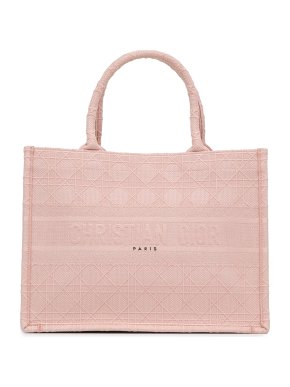 Dior Pink Medium Cannage Embroidered Book Tote