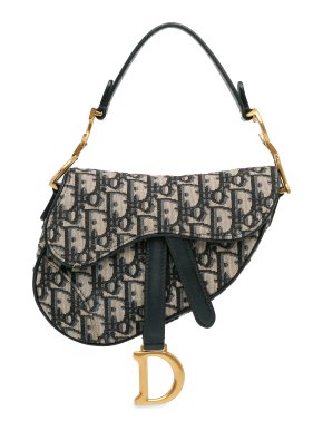 Dior Navy Mini Oblique Saddle Bag
