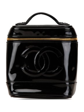 Chanel Black Patent Leather CC  Vanity Case