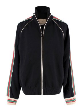 Gucci Black GG Jacquard Jersey Zip Jacket