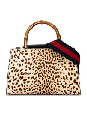 Gucci Leopard Print Small Bamboo Nymphaea Pony Hair Bag 1