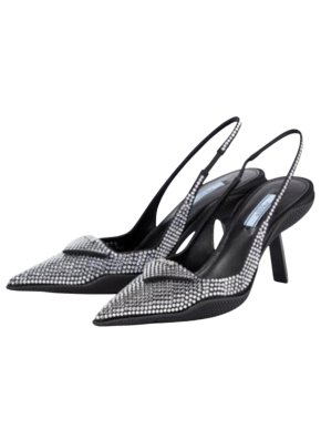 Prada Crystal Embellished Sling Back Pumps