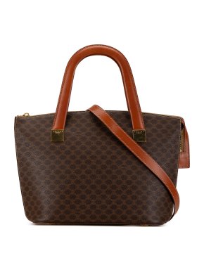Celine Brown Macadam Coated Canvas Tote Bag 1