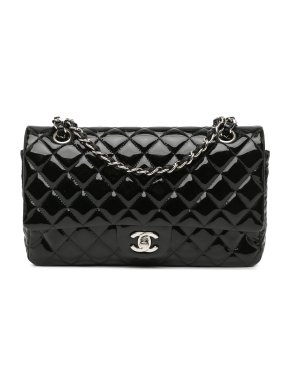 Chanel Black Patent Leather Medium  Double Flap Bag 1