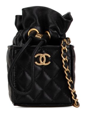 Chanel Black Micro CC Quilted Calfskin Drawstring Bucket Bag 1
