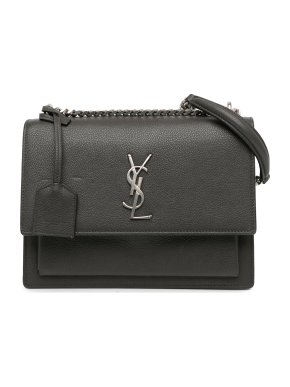 Saint Laurent Charcoal Medium Grained Calfskin Monogram Sunset Crossbody Bag 1