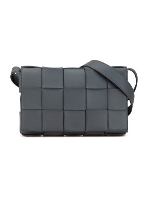 Bottega Veneta Grey Calfskin Intrecciato Cassette Crossbody Bag 1