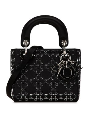 Dior Black Mini Satin Cannage Strass Crystal Embellished Lady Dior 1