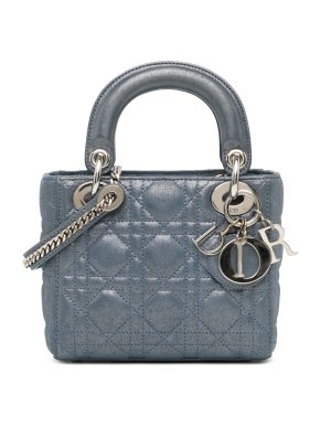 Dior Blue Mini Metallic Lambskin Cannage Lady Dior 1