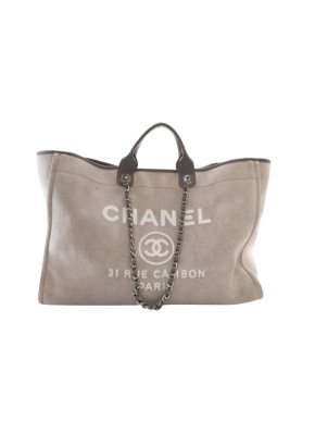 Chanel Grey XL Canvas Deauville Tote Bag 1