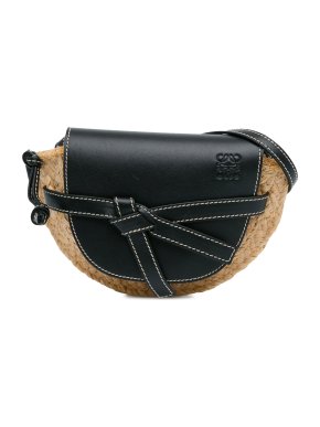 Loewe Black Mini Raffia Gate Crossbody Bag 1