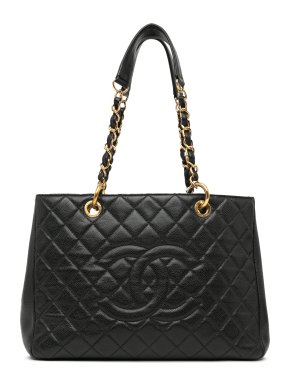 Chanel Black Caviar Leather Grand Shopping Tote 1