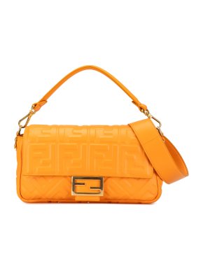 Fendi Orange Zucca Embossed Leather Baguette Bag 1