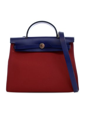 Hermes Burgundy Toile Herbag Zip 31 1