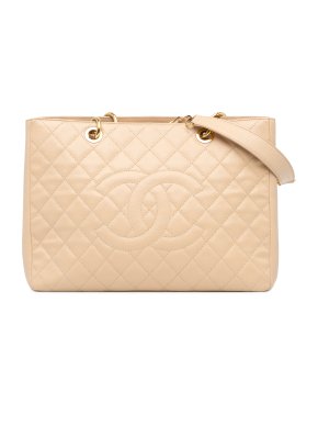 Chanel Beige Caviar Leather Grand Shopping Tote 1