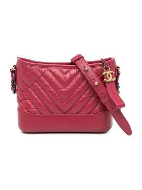 Chanel Raspberry Small Chevron Aged Calfskin Gabrielle Crossbody 1