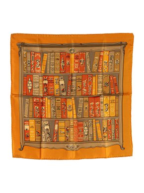 Hermes Orange Bibliotheque Silk Scarf 1
