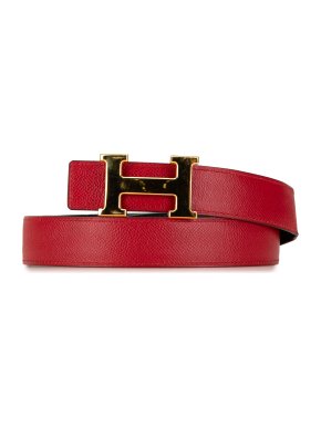 Hermes Red Leather Constance H Reversible Belt Size 85 1