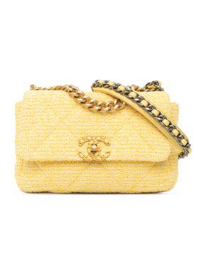 Chanel Yellow Tweed Medium 19 Flap Bag 1