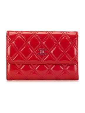 Chanel Red Patent Leather Brilliant Flap Wallet 1