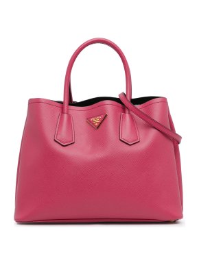 Prada Pink Medium Saffiano Cuir Double Tote Bag 1
