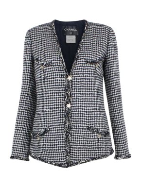 Chanel Black and White Check Tweed Jacket
