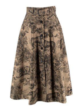 Dior Beige And Black Toile De Jouy Printed Midi Skirt
