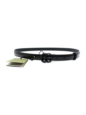 Gucci Leather Black GG Marmont Thin Belt Size 100