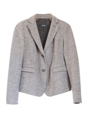 Max Mara Check Wool Blend Single Breasted Blazer