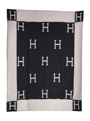 Hermes Wool-Cashmere Black/Charcoal Avalon Blanket