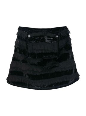 Chanel Black Velvet Ruffle Skirt