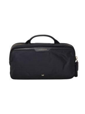 Anya Hindmarch Black Logo Chargers Pouch
