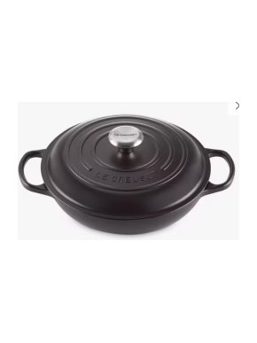 Le Creuset Matte Black Enamelled Cast Iron Shallow Casserole Dish, 30cm