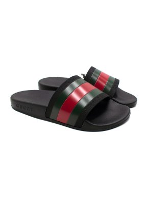 Gucci Kids Black Pursuit Trek Web Rubber Slide