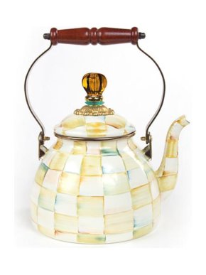 MacKenzie-Childs Parchment Check Enamel Tea Kettle 2L