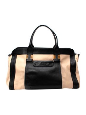 Chloe Black & Cream Leather Alice Tote Bag