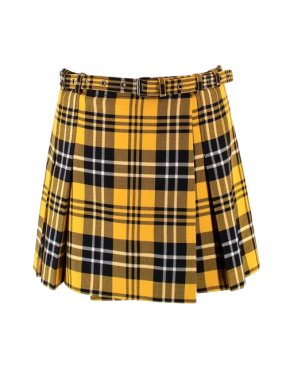 Dior Yellow Checked Pleated Mini Skirt