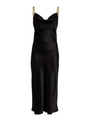 Olivia Von Halle Bibi Jet Black Slip Dress