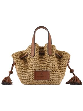 Anya Hindmarch Small Raffia Drawstring Crossbody Tote Bag