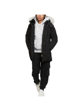 Moose Knuckles Kids Black Parka Jacket with Dyed Shearling Trim