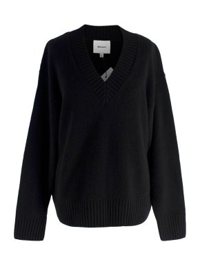 Reformation Black Jadey Cashmere Oversized V Neck Jumper