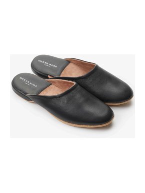 Derek Rose Black Leather Morgan Slippers